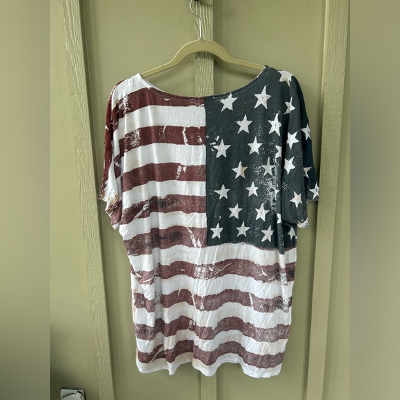 Zenana Red, White & Blue T-Shirt w/ rhinestones - Picture 2 of 5